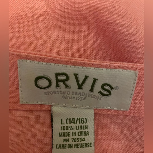 Orvis 100% Linen Button Front Pink Top Size Large - Picture 8 of 8